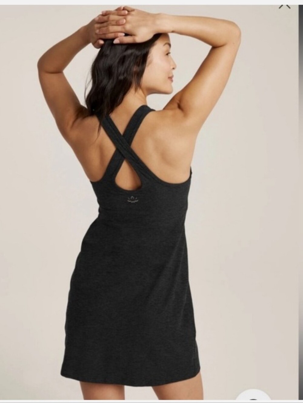 Beyond Yoga Charcoal Black Crisscross Back Tank Dress